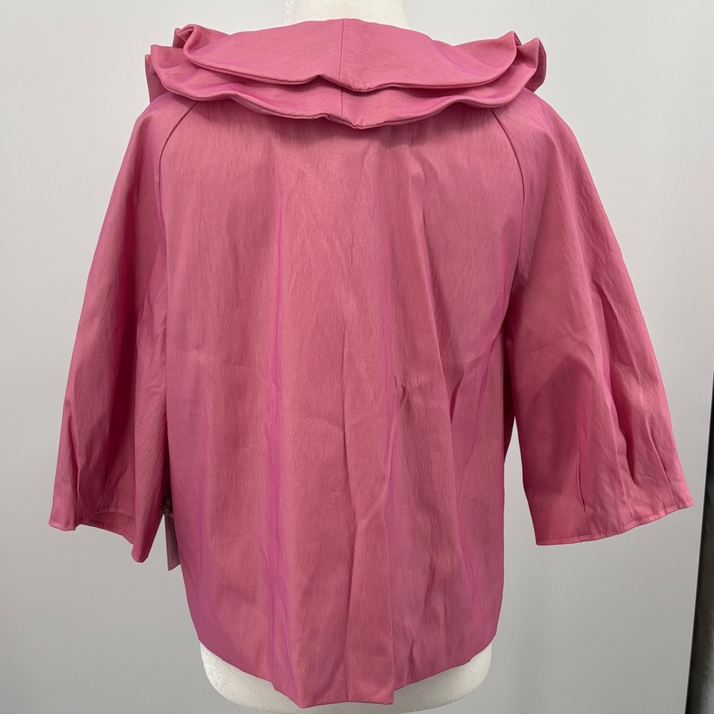 Samuel Dong Pink Glam Ruffled 3/4 Sleeve Cropped Lined Jacket, Size XL - Picture 5 of 11
